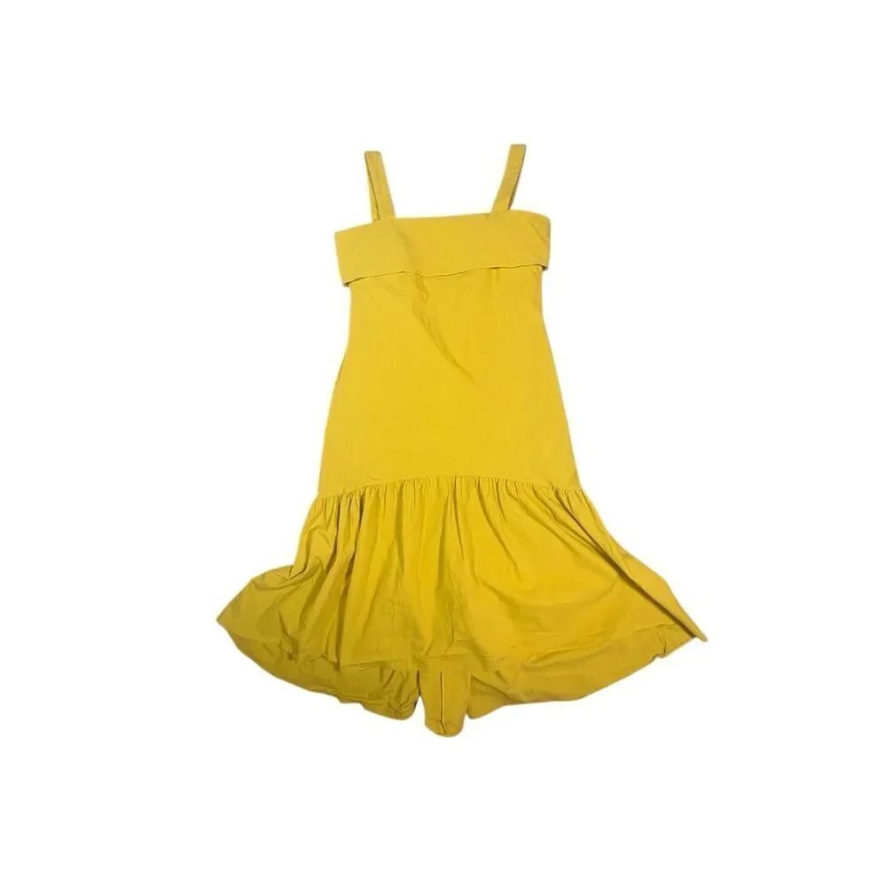 Pinch Mustard Yellow Midi Dress Women Large Tiered Tie Back Game day
